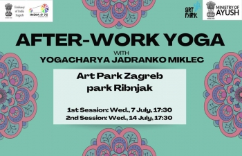 The complementary After-work Yoga sessions were held at 17:30 hrs on 07 and 14 July 2021, at Art Park Ribnjak (green area by the Art park), led by certified Yoga instructor Jadranko Miklec (Yogacharya)