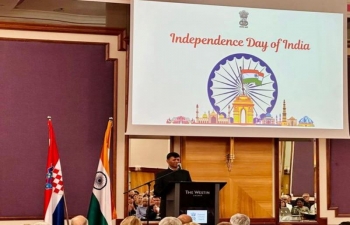 Celebrating the 77th Anniversary of Independence Day of India, Ambassador Raj Kumar Srivastava hosted a Reception in Zagreb in which 200 guests including dignitaries from the Croatian Parliament, Ministries and Institutions, Diplomatic Corps, Croatia-India Friendship Societies and Indian community members participated. 