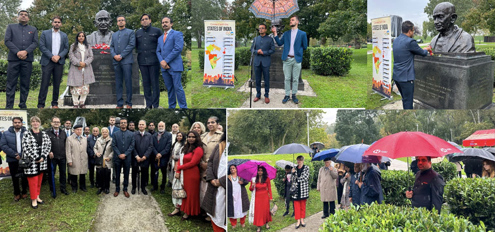 On the occasion of 155th Birth Anniversary of Mahatma Gandhi, the Embassy of India, Zagreb organized a floral tribute event on 2nd October 2024 at the Mahatma Gandhi bust, Park Bundek, Novi Zagreb. 