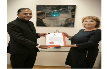 Mr. Arun Goel, Ambassador-desig. of India to the Republic of Croatia, presented a copy of his Letter of Credence on 04 October 2024 to Ms. Mirta Jelenc Župan, Chief of Diplomatic Protocol at the Ministry of Foreign and European Affairs of Croatia. 