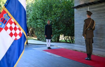 Ambassador Shri Arun Goel presented his Credentials to the President of the Republic of Croatia, H.E. Mr. Zoran Milanovic at the Presidential Palace, Pantovčak in Zagreb on October 22, 2024.