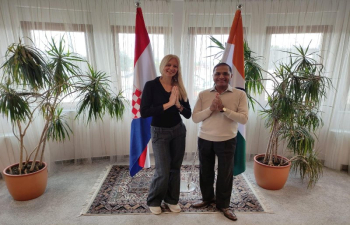 Ambassador Arun Goel received former ITEC participant Ms. Izabela Marić and current president of the Croatian Yoga Federation.