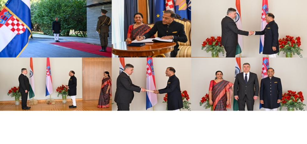 Ambassador Shri Arun Goel presented his Credentials to the President of the Republic of Croatia, H.E. Mr. Zoran Milanovic at the Presidential Palace, Pantovcak in Zagreb on October 22, 2024. Presentation of Credentials was followed by a brief meeting with the President. President Milanovic congratulated Ambassador on his appointment and wished him success in his mission of further strengthening of bilateral ties between India and Croatia.