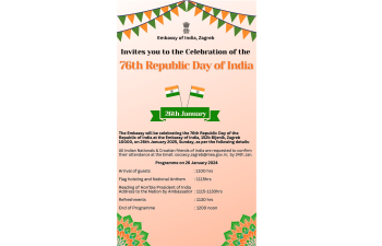 76th Republic Day of the Republic of India at the Embassy of India, 152b Bijenik, Zagreb